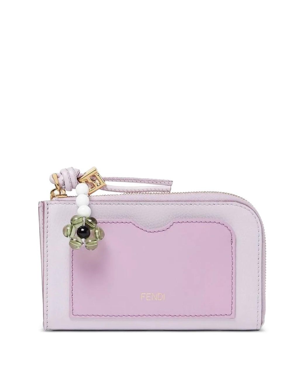 Fendi Purple Ff Diamonds Logo-Embossed Leather Cardholder