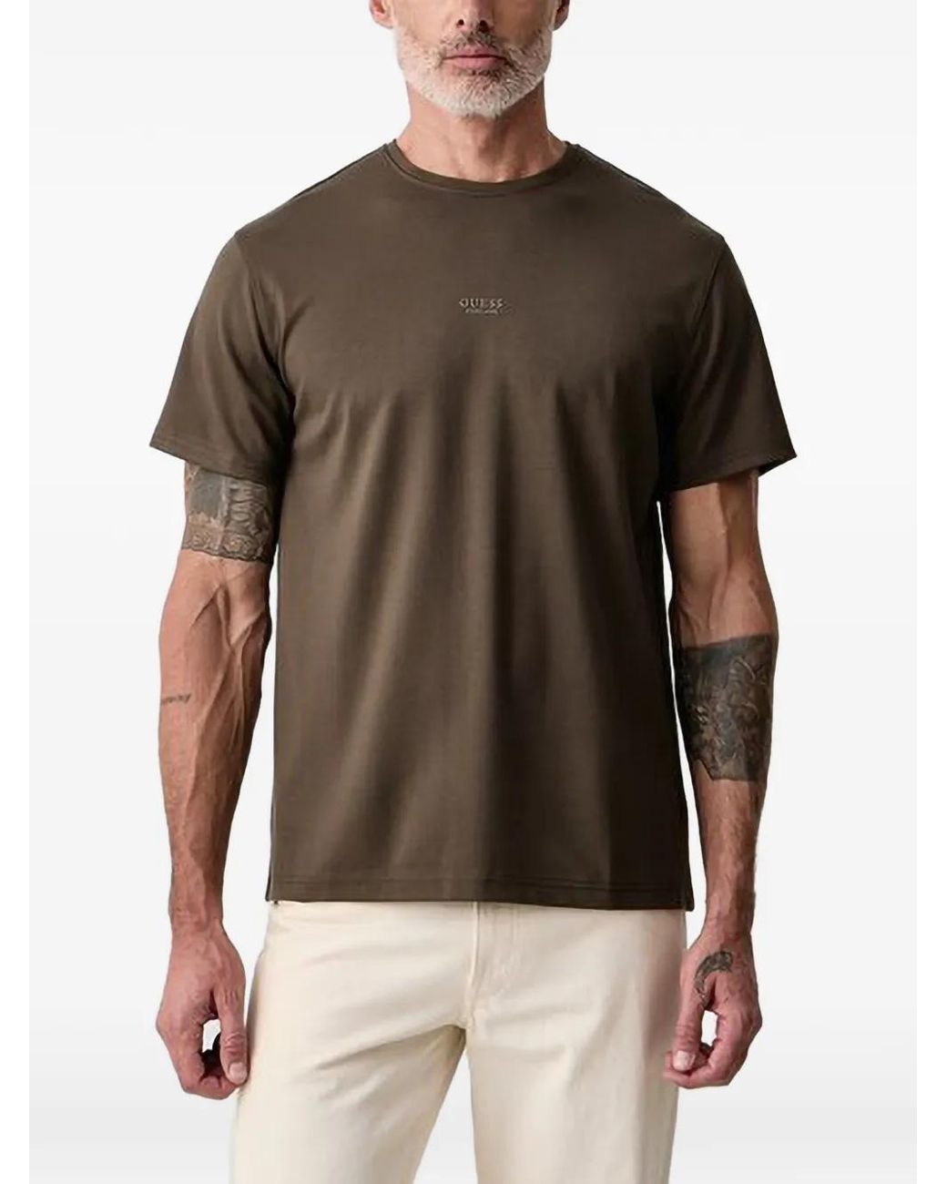 Guess Black Logo-Print Crew-Neck T-Shirt for men