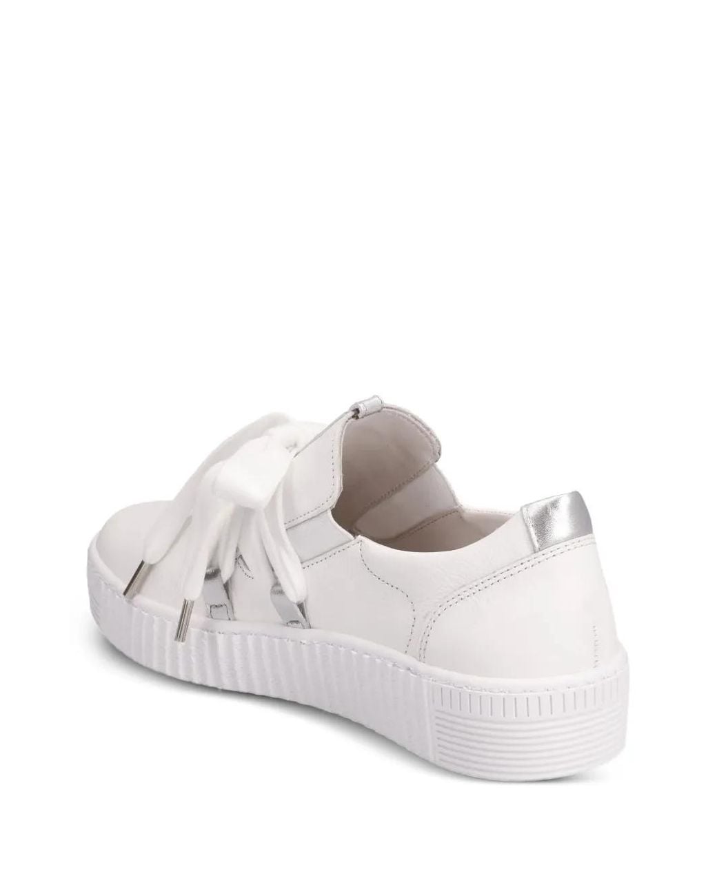 Gabor White Flatform Lace-Up Sneakers