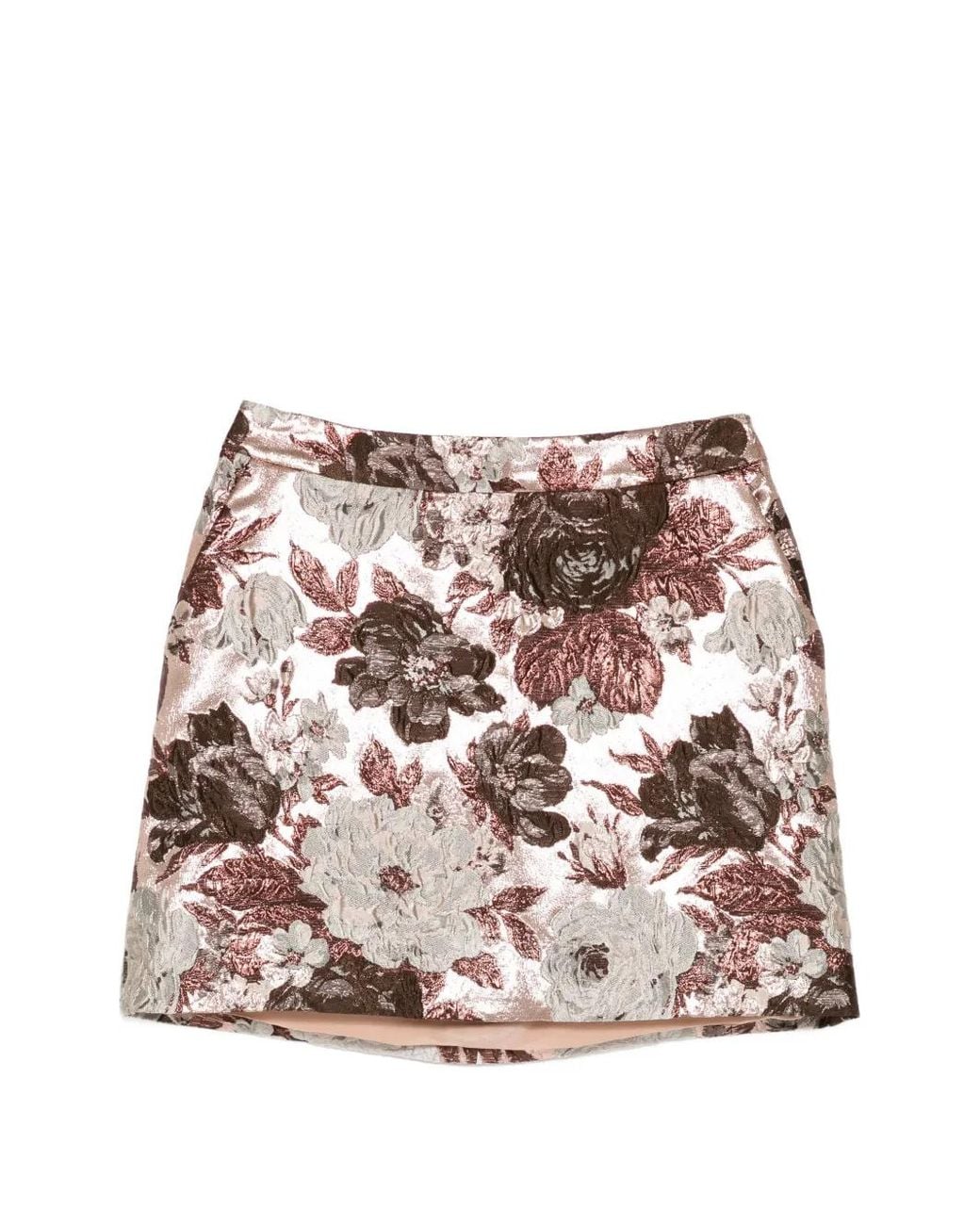 Elie Saab Pink Floral-Brocade A-Line Skirt