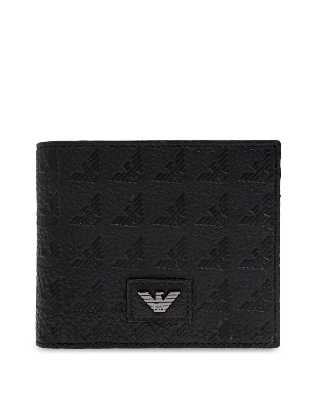 Emporio Armani Black Logo-Debossed Wallet for men