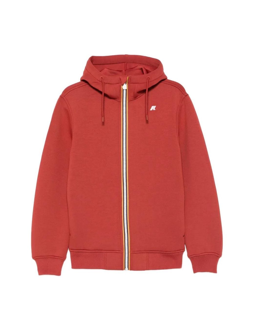 K-Way Red Logo-Patch Zip-Up Hoodie for men
