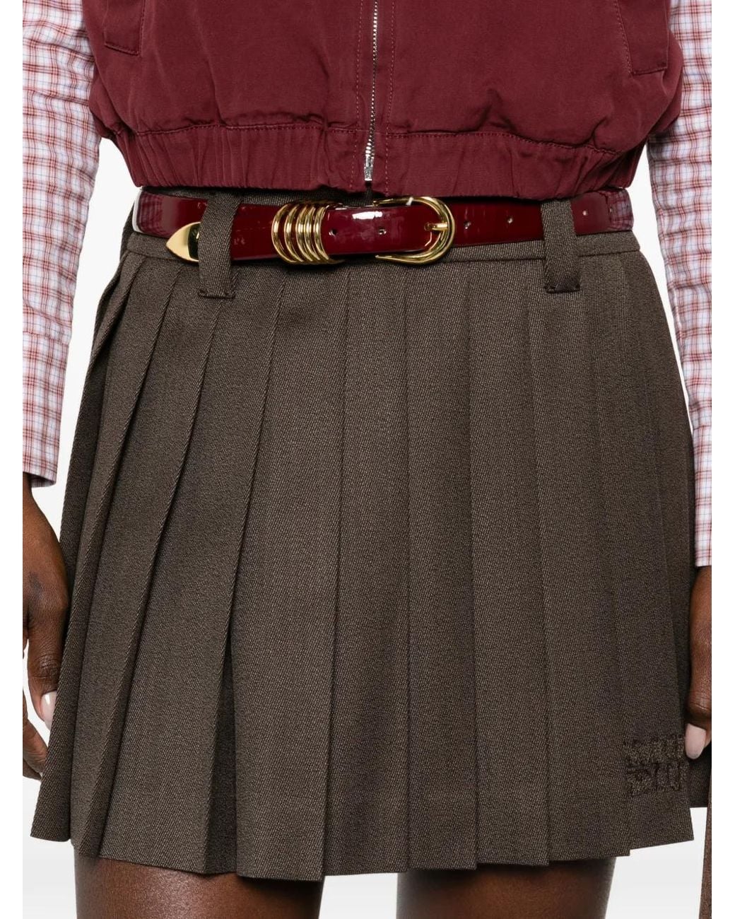 Miu Miu Brown Wool Mini Skirt