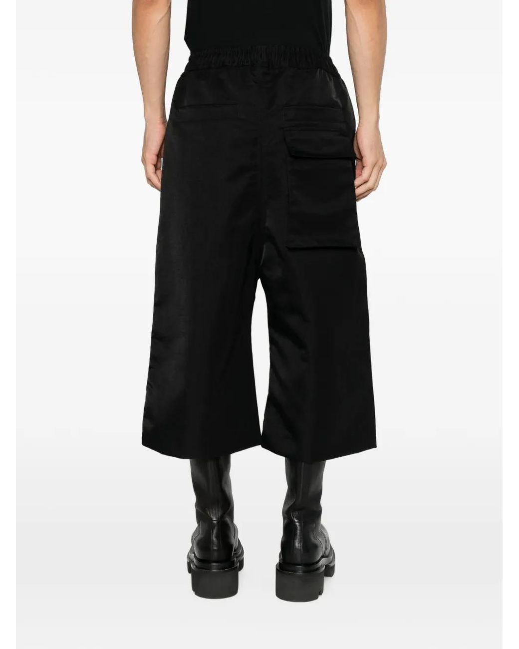 Thom Krom Black Drawstring Cropped Wide-Leg Trousers for men
