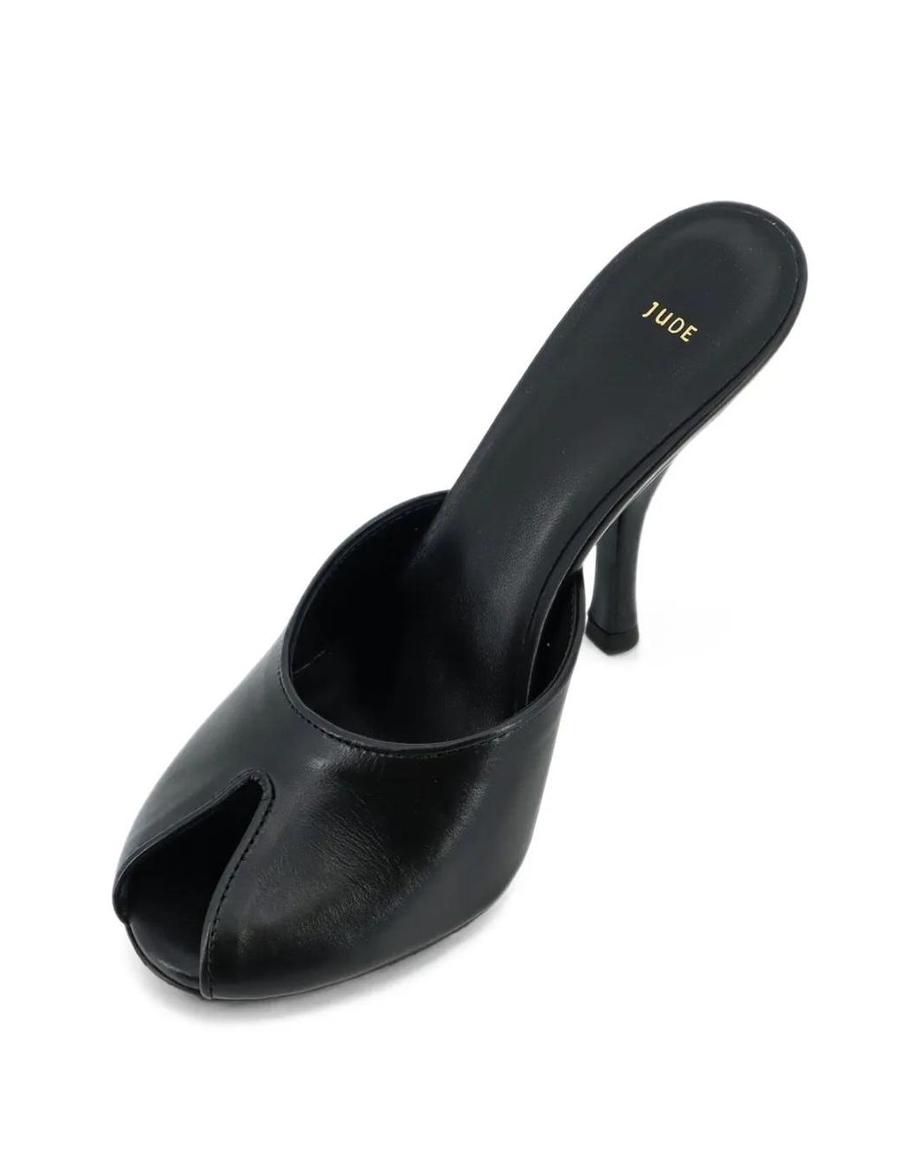 Jude Black Sandales Date Mule En Cuir À Bout Ouvert