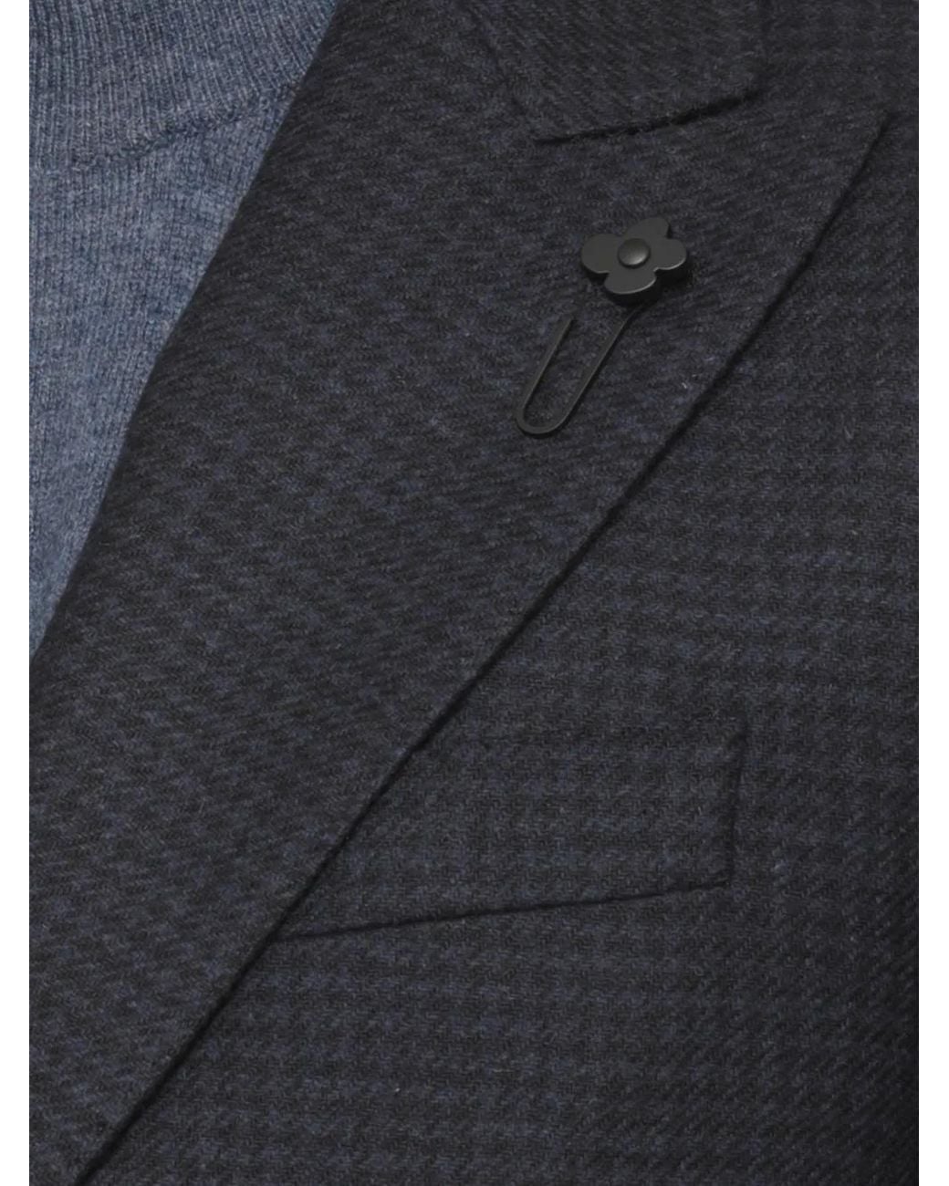 Lardini Black Check-Pattern Notched-Lapels Jacket for men
