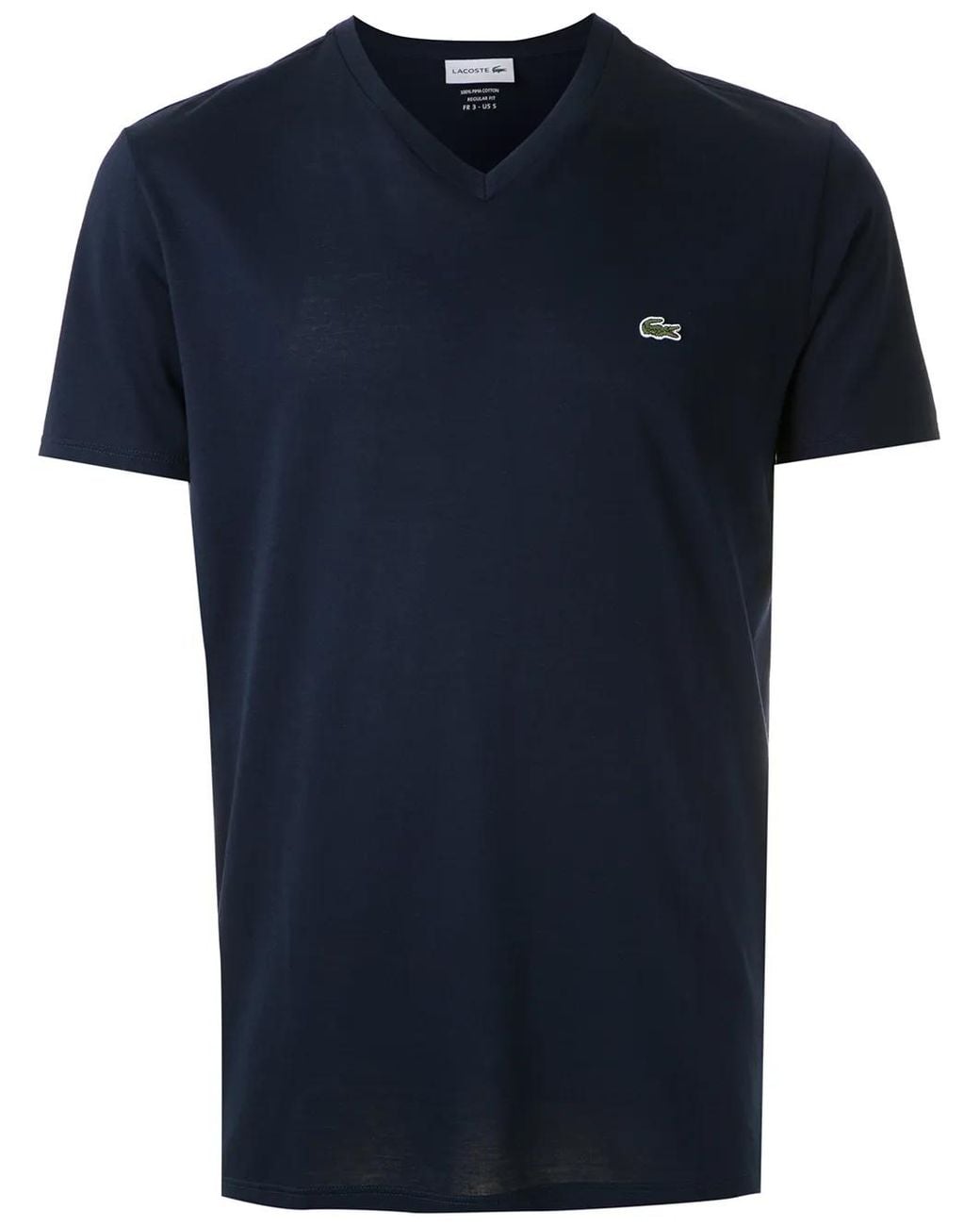 Lacoste Blue Logo-Appliqué V-Neck Cotton T-Shirt for men