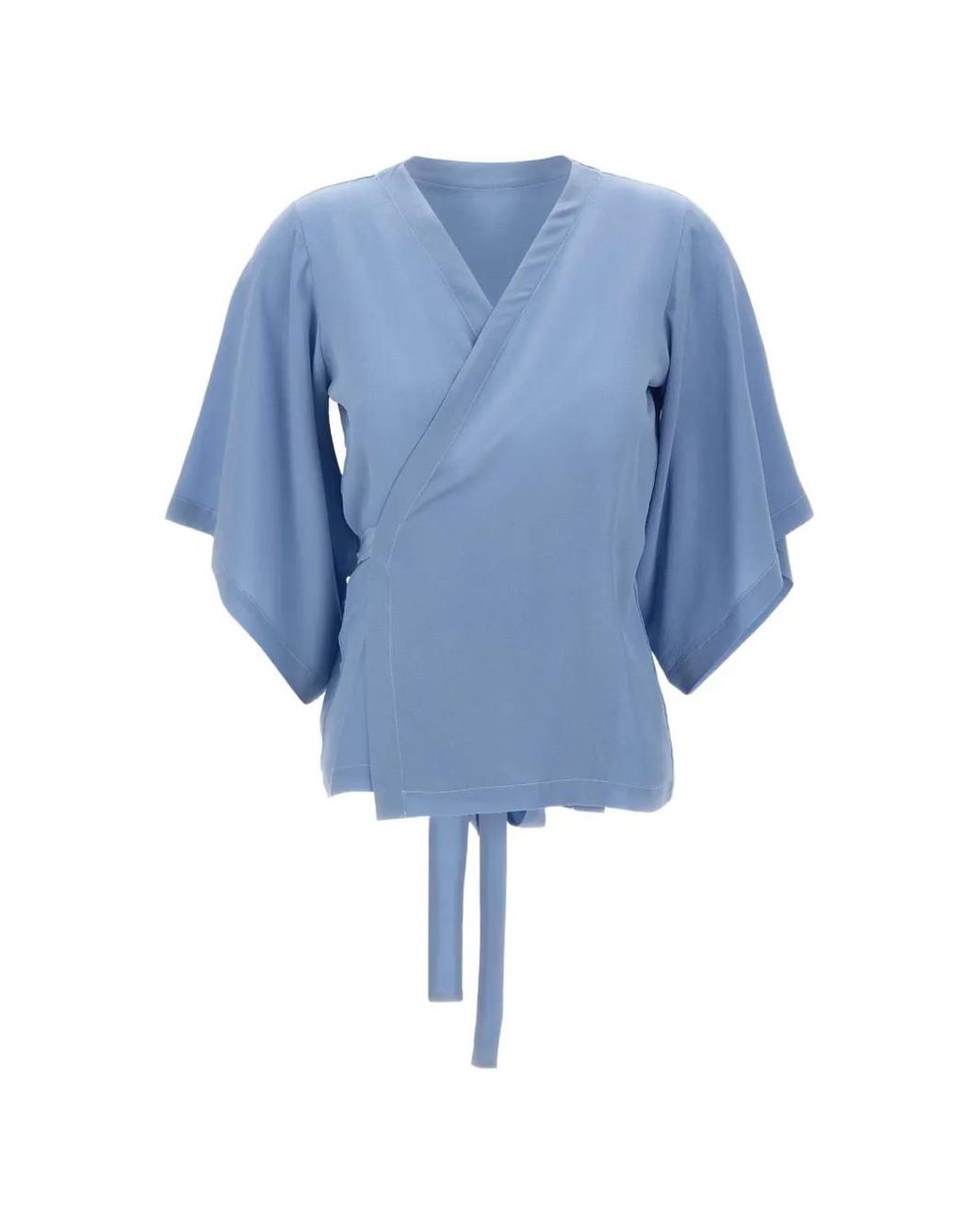 Kangra Zijden Wikkelblouse in het Blue
