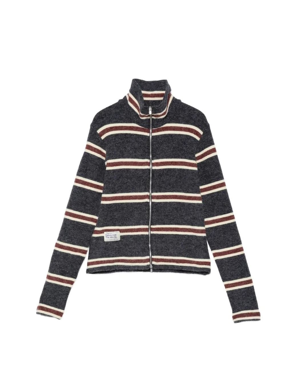 Song For The Mute Blue Striped Zip-Up Sweater