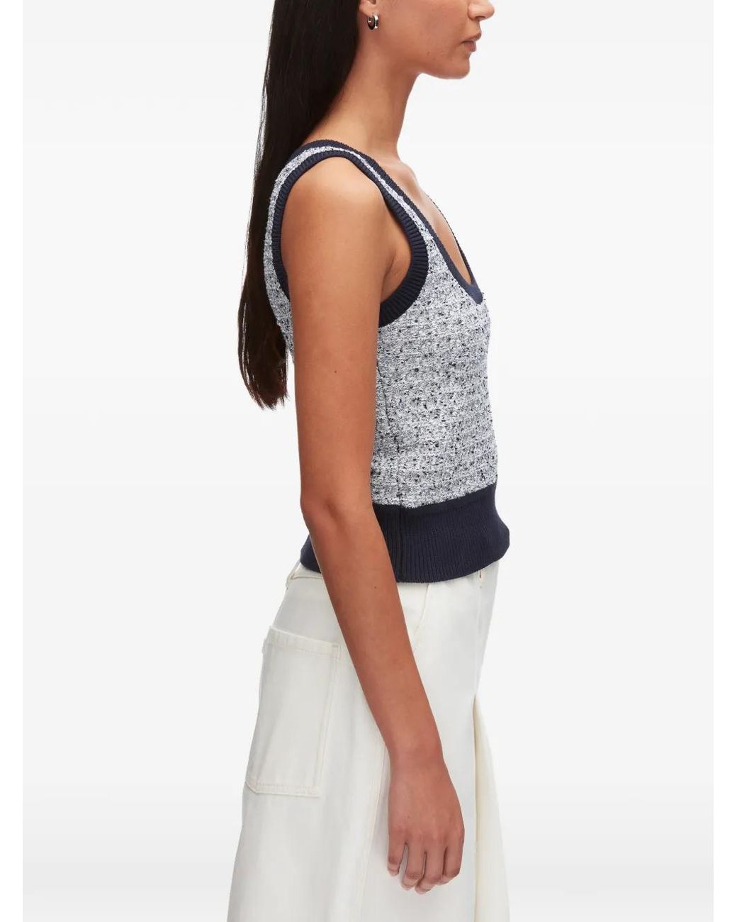 3.1 Phillip Lim Gray Ribbed-Trim Top