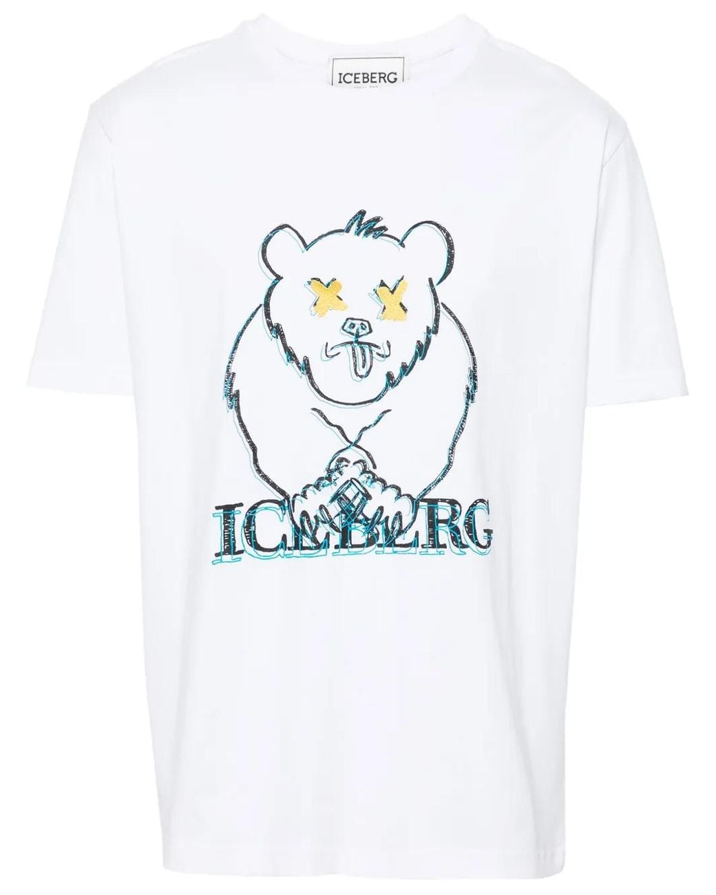 Iceberg White Graphic-Print Cotton T-Shirt for men