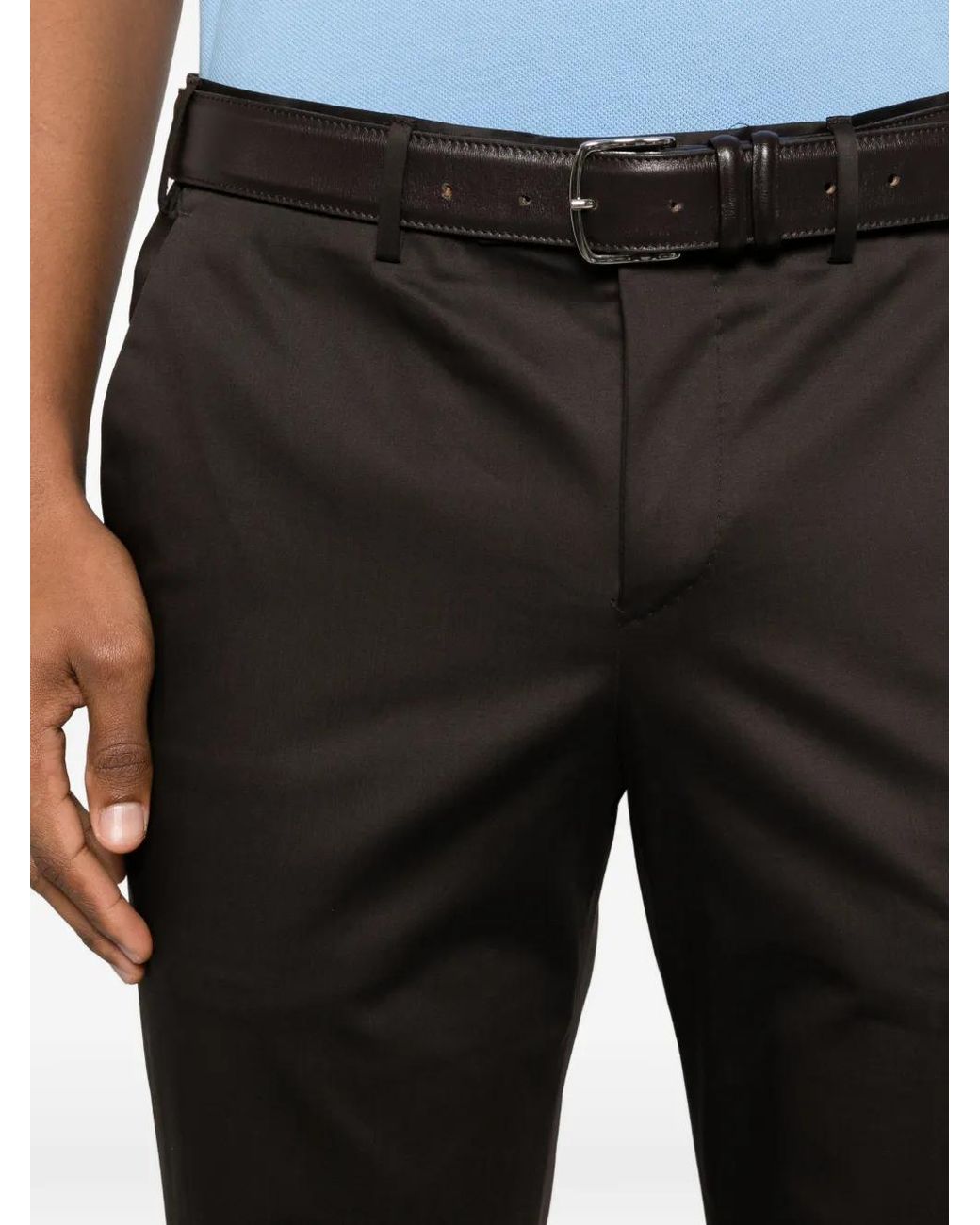 PT Torino Black Cuffed Trousers for men