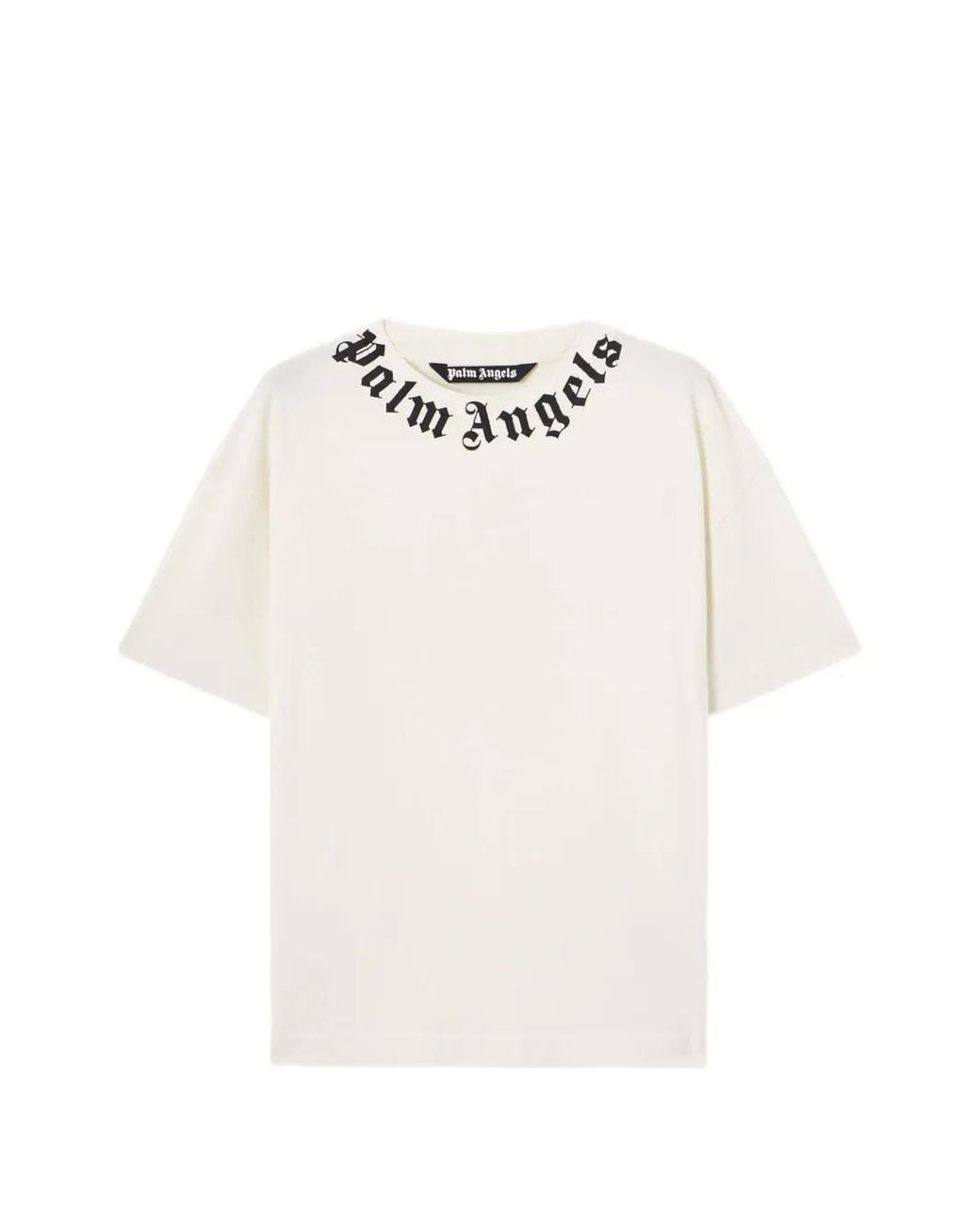 Palm Angels White Neck Logo Regular Tee for men