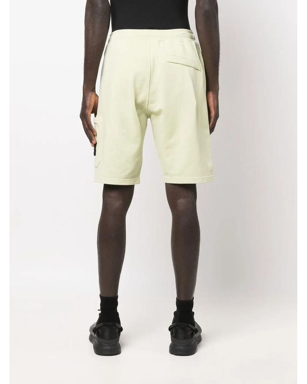 Stone Island Natural Compass-patch Track Shorts In Lime Green for men