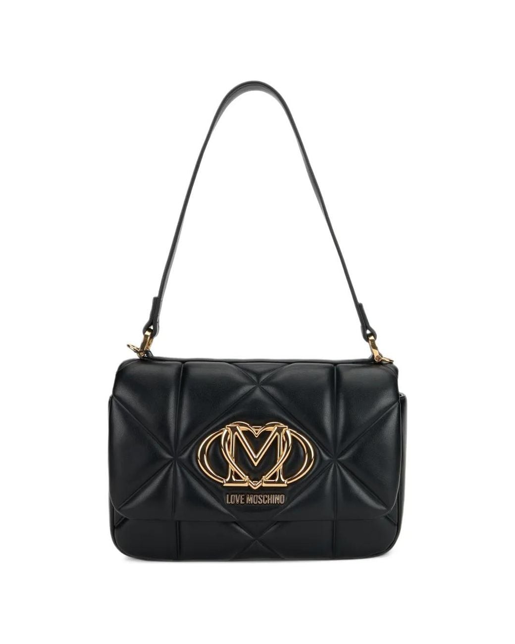 Love Moschino Black Quilted Logo-Plaque Shoulder Bag
