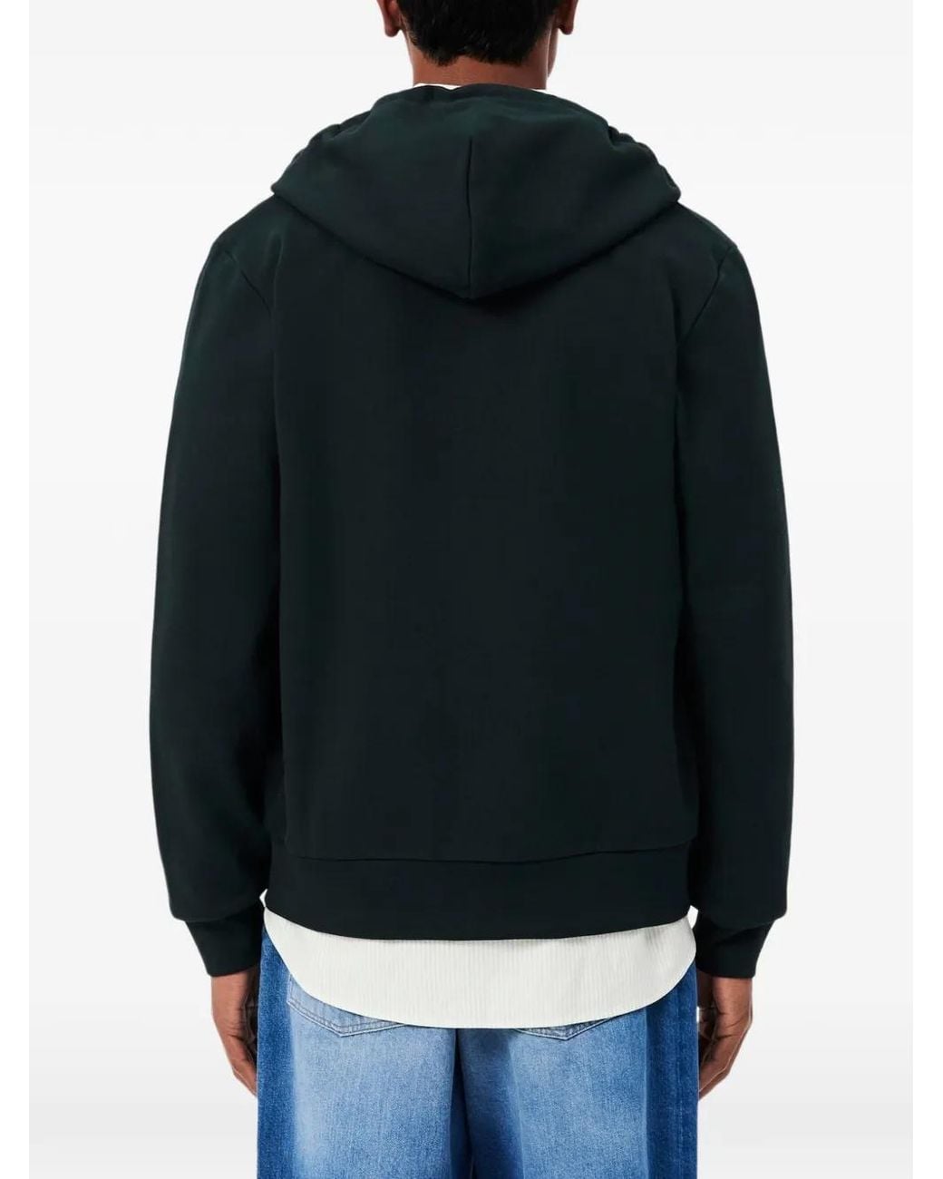 Lacoste Black Classic Fit Zip-Up Fleece Sweatshirt for men