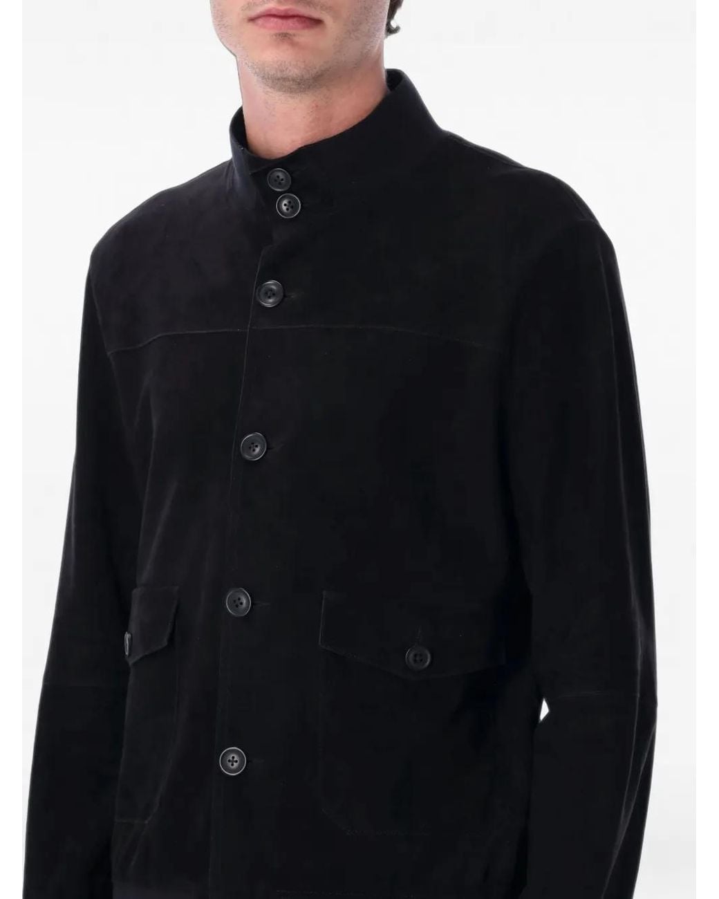 SWD by S.w.o.r.d. Black Suede Button-Up Jacket for men