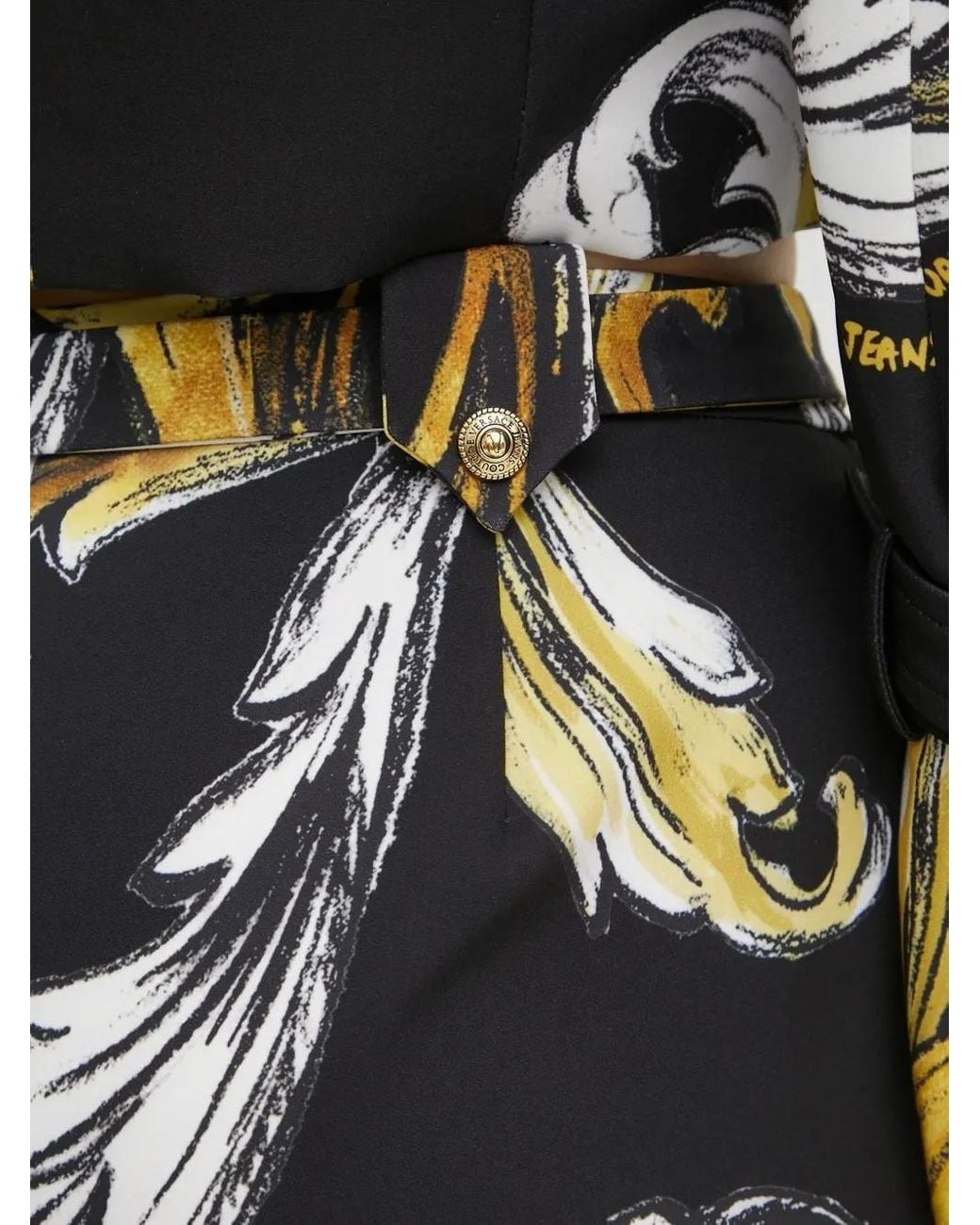 Versace Jeans Couture Black Baroque-Print Belted Trousers