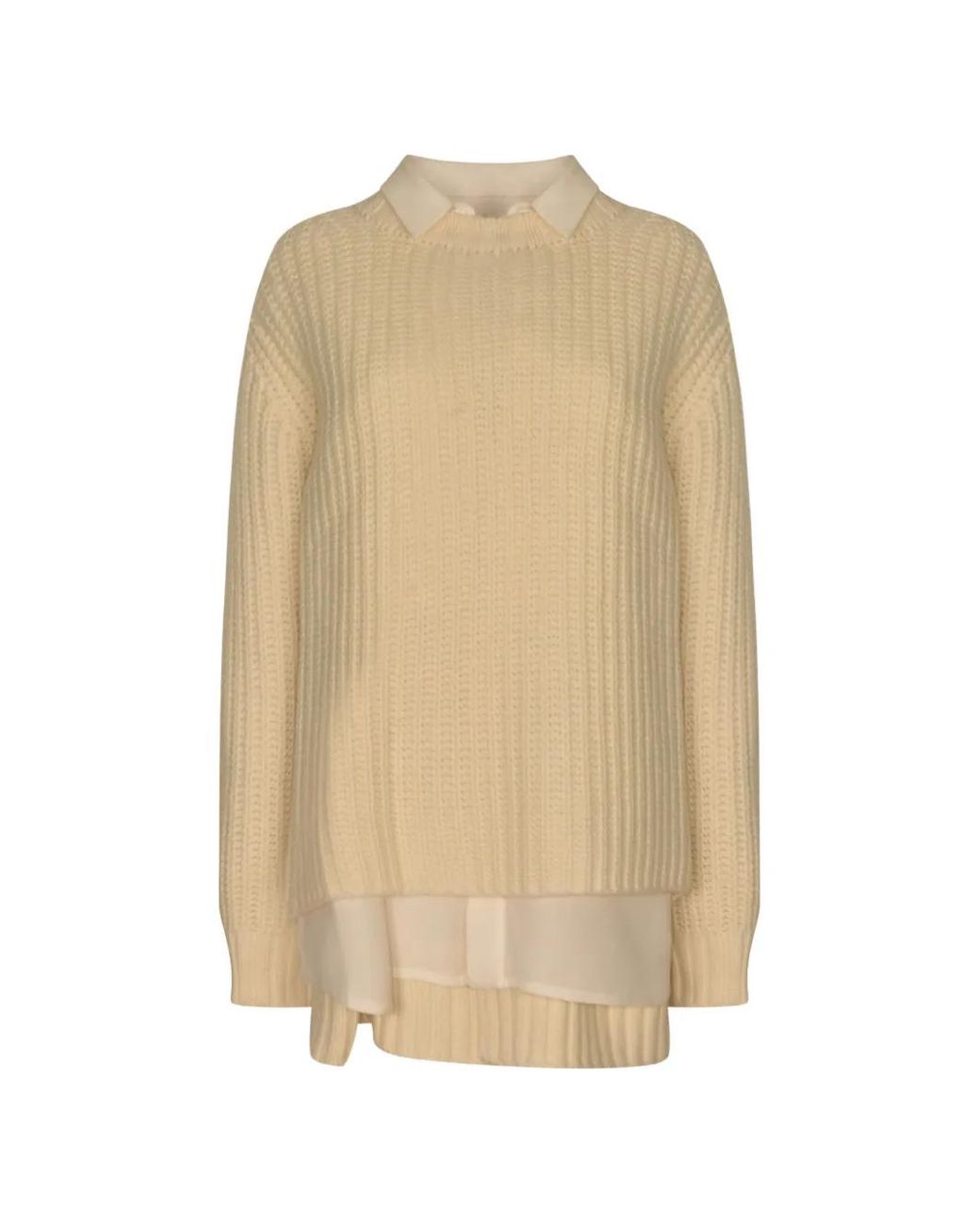Sacai Natural Collared Knitted Dress
