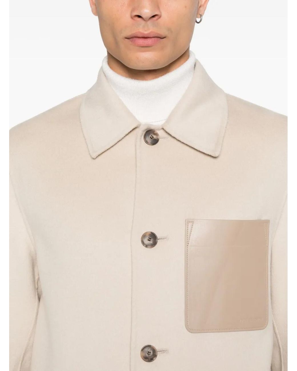 Yves Salomon Natural Patch-Pocket Buttoned Shirt Jacket for men