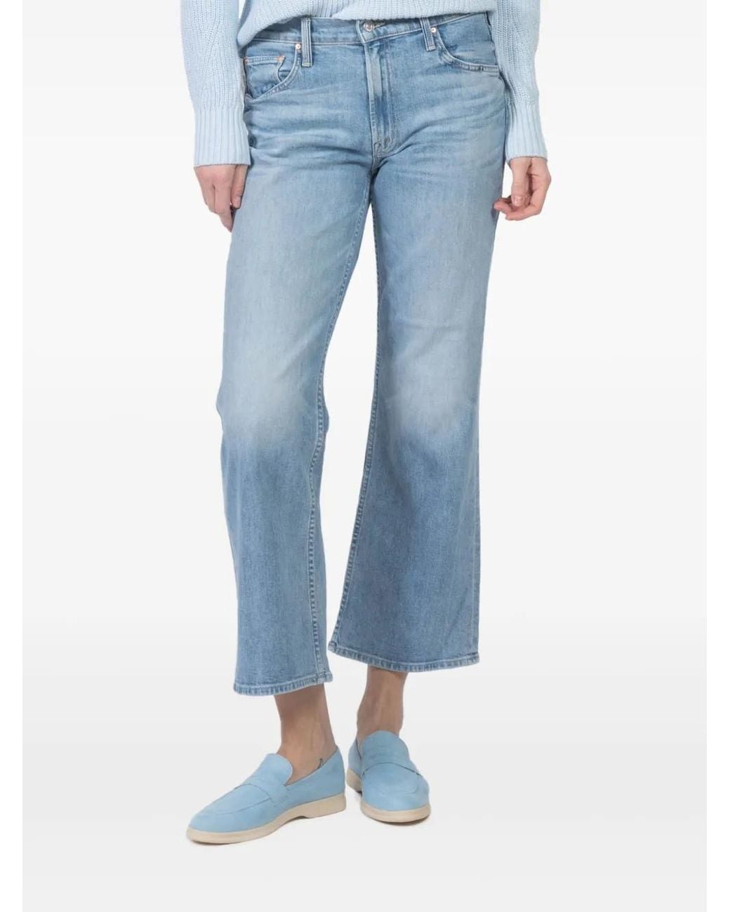 Mother Blue Straight-Leg Jeans