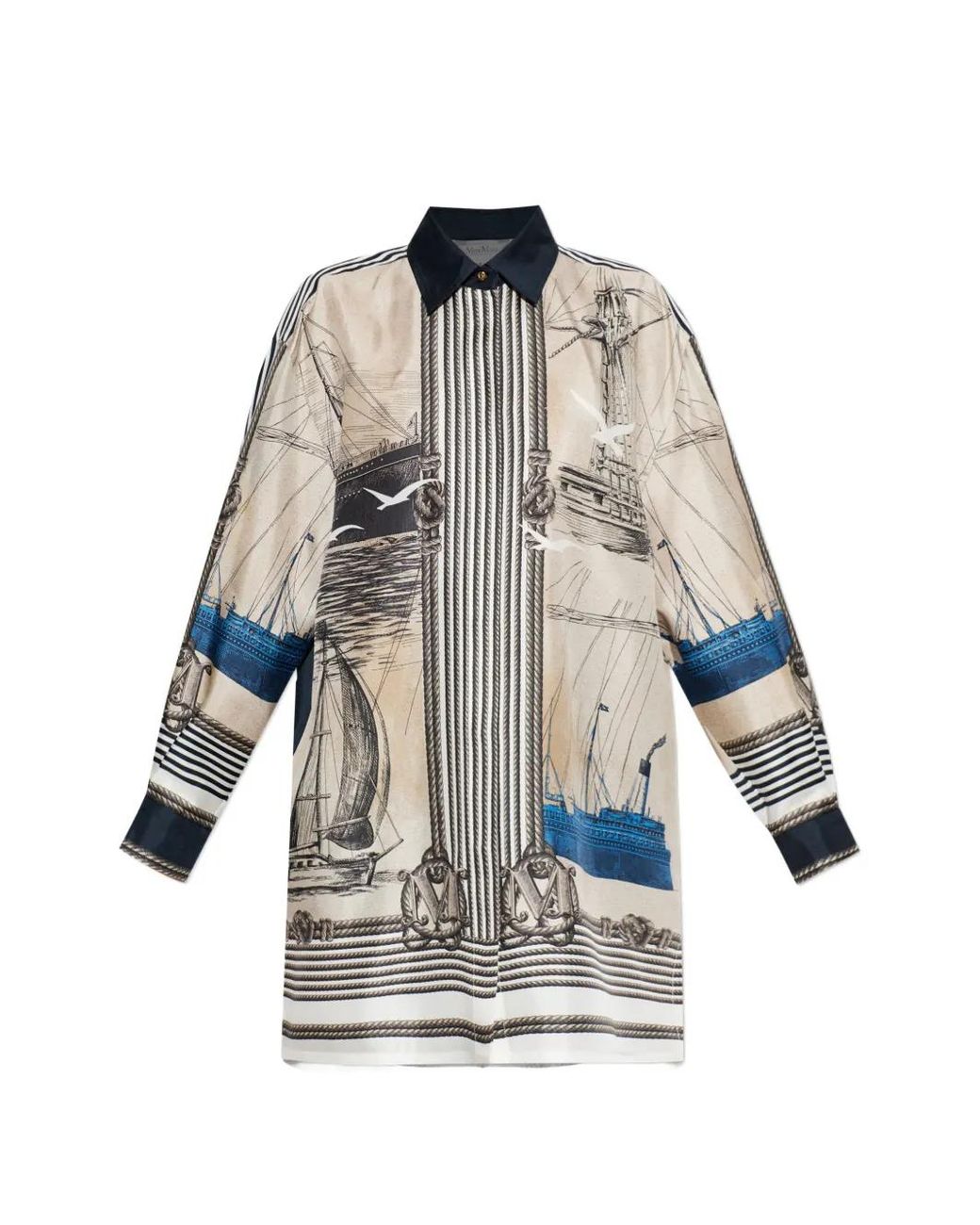 Max Mara Teglia Zijden Blouse Met Print in het White