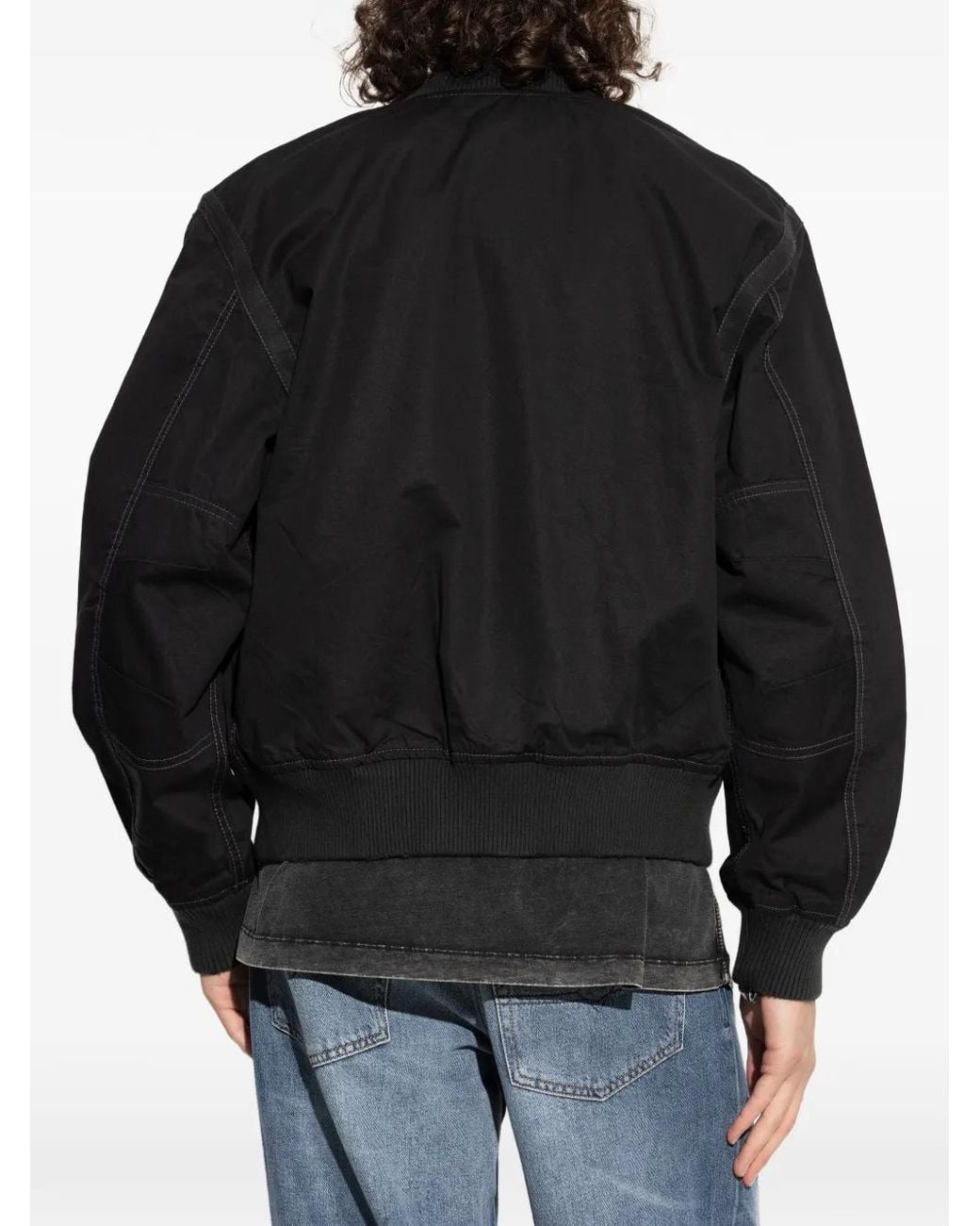 DIESEL Black Logo-Patch Bomber Jacket for men