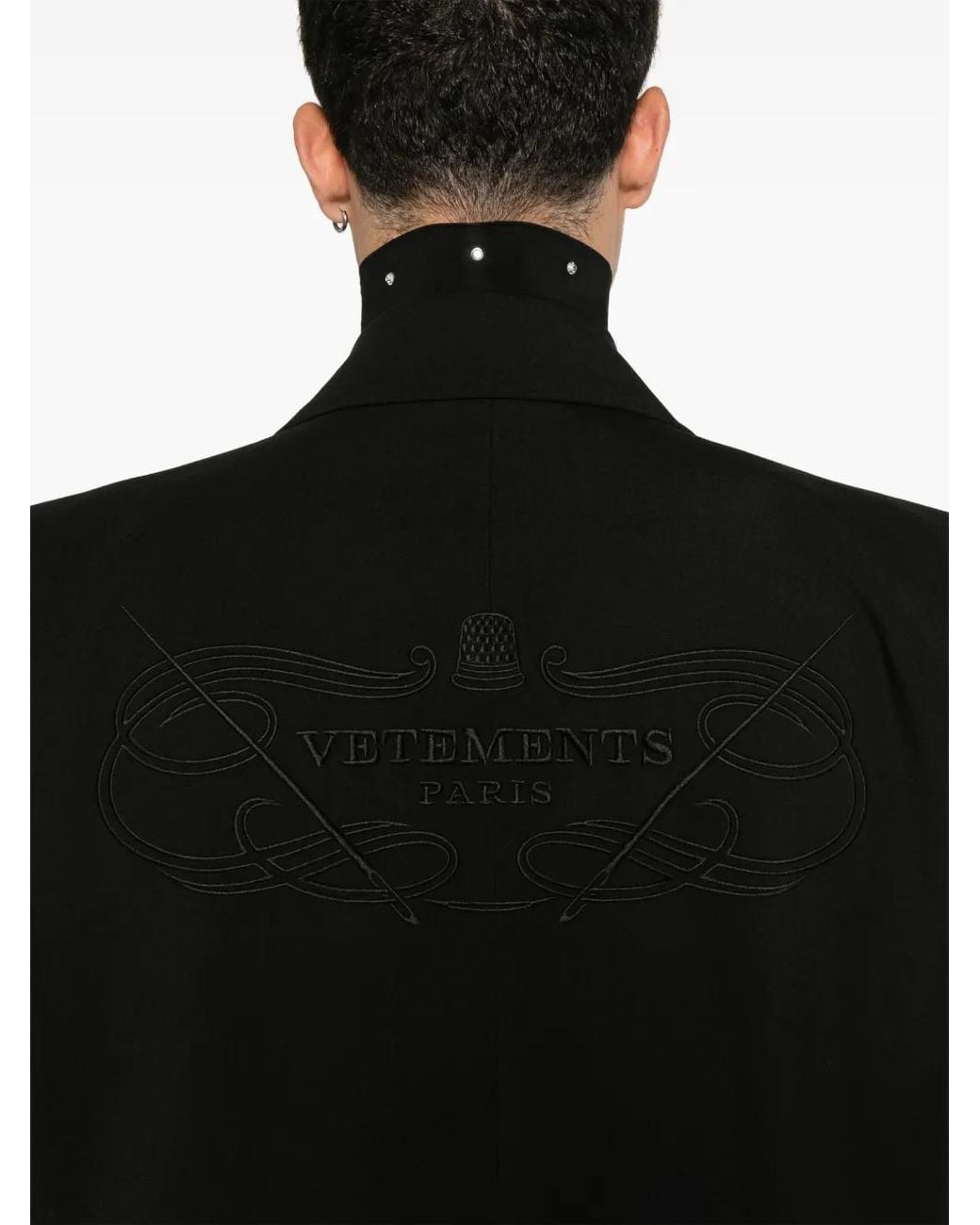 Vetements Black Logo-Embroidered Blazer