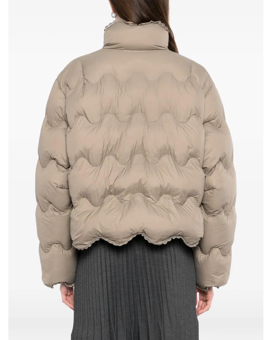 JNBY Natural Wave-Quilted Lace-Trim Jacket