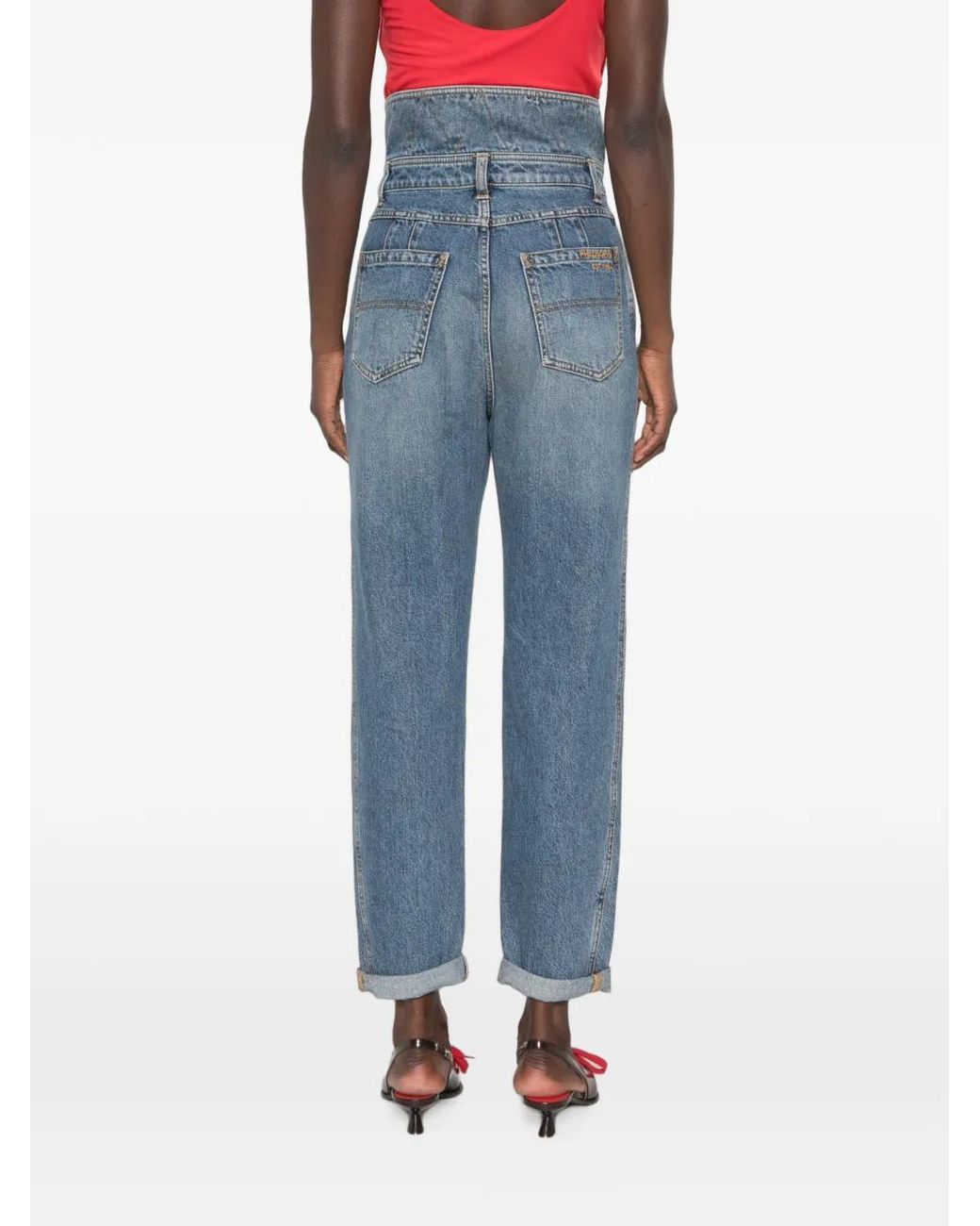 Philosophy Di Lorenzo Serafini Blue High-Waisted V-Cut Jeans