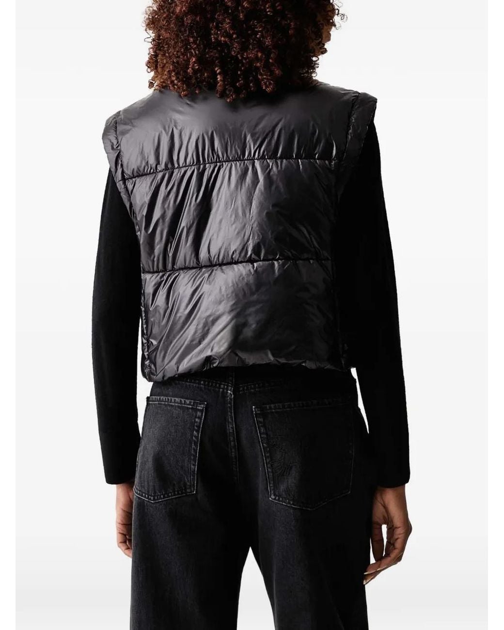 Silvian Heach Black Quilted Detachable-Sleeve Jacket