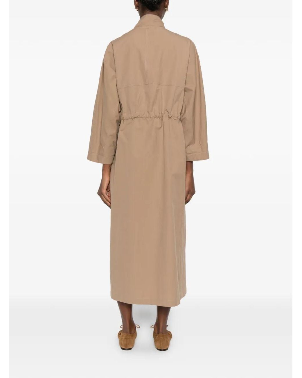 Brunello Cucinelli Natural Flap-Pocket Maxi Dress