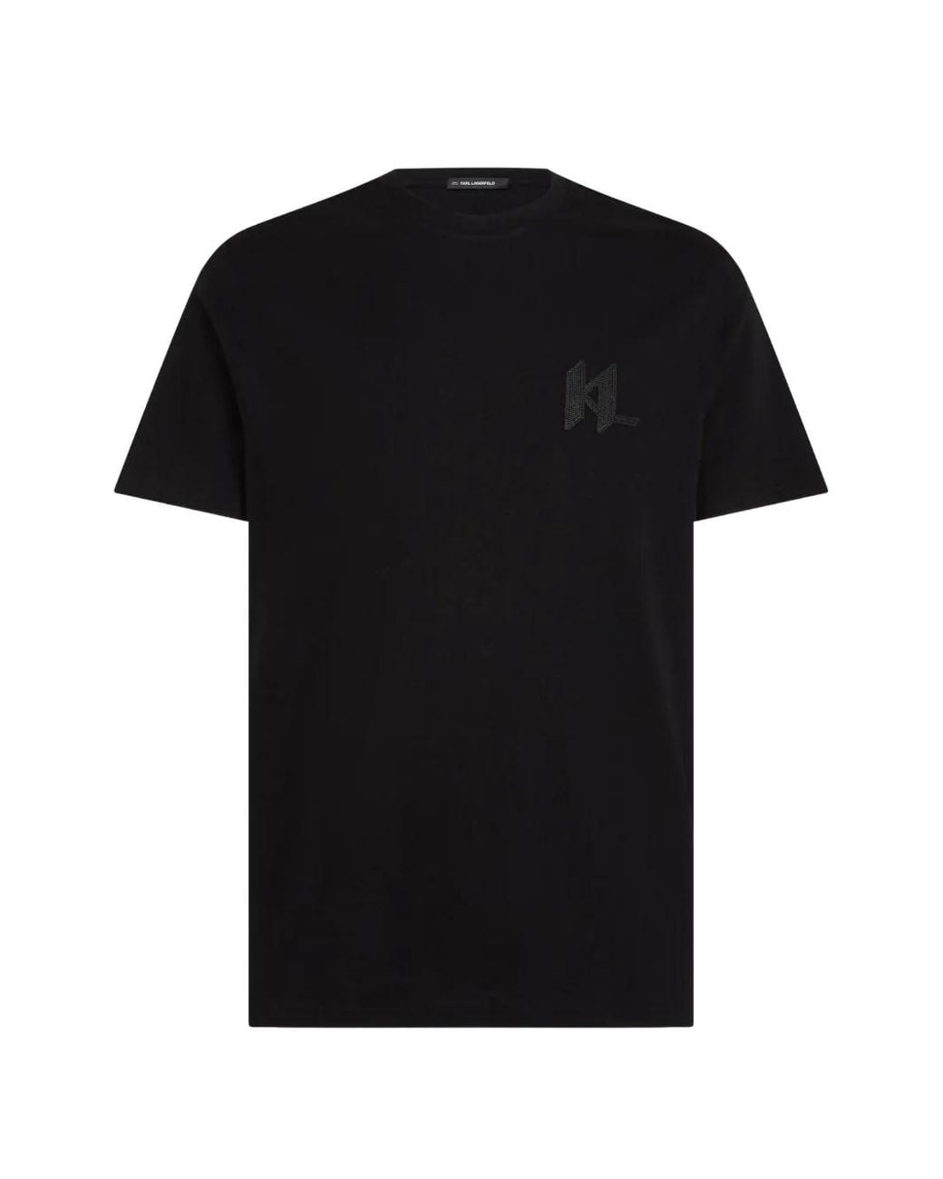 Karl Lagerfeld Black Monogram Wool-Blend T-Shirt for men