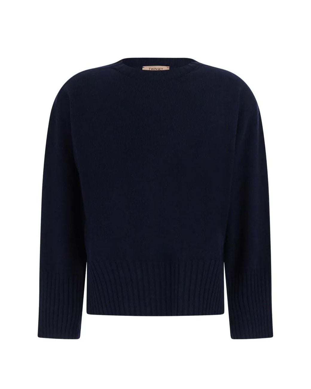 Twinset Blue Ribbed-Knit Cashmere Sweater