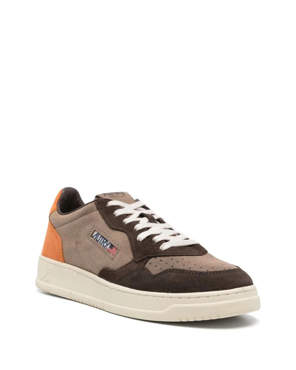 Autry Brown Coffee Low-Top Sneakers With Logo Patch for men