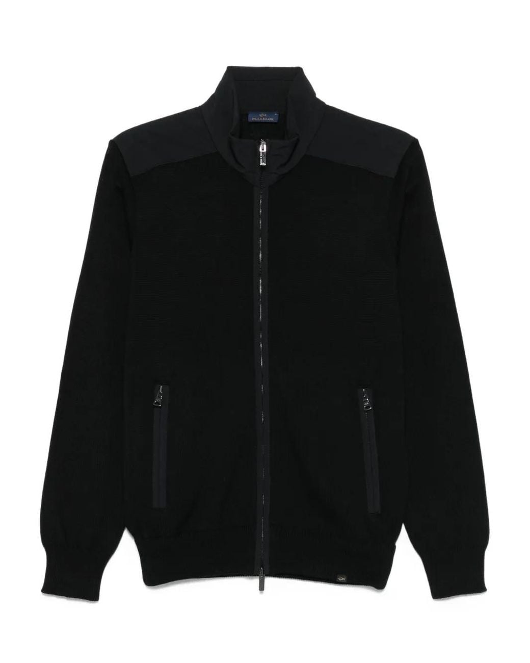 Paul & Shark Black Wool Zip-Up Cardigan for men