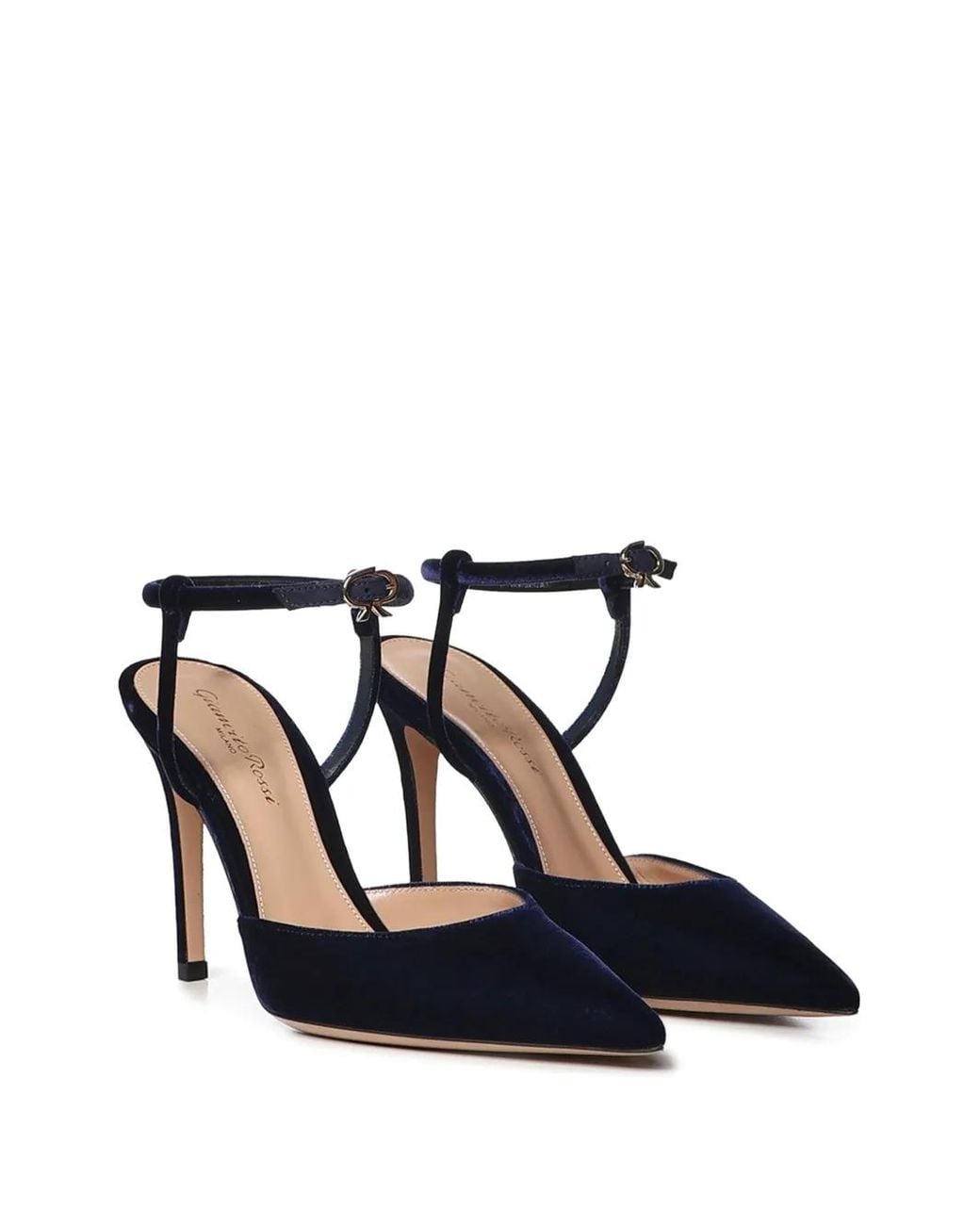 Gianvito Rossi Blue Pointed-Toe Ankle-Strap Pumps