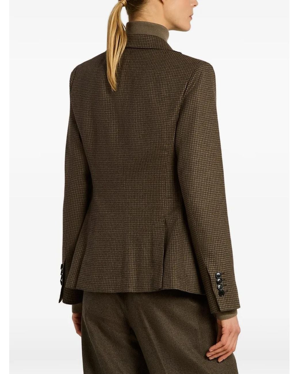 Kiton Brown Houndstooth Single-Breasted Blazer