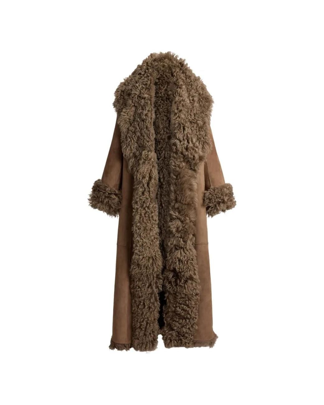 Ralph Lauren Brown Manteau En Peau Lainée À Design Réversible