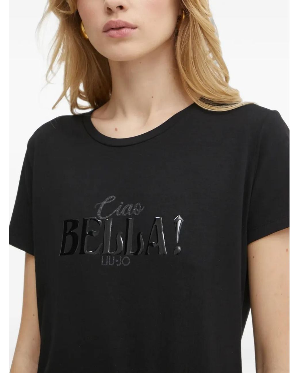 Liu Jo Black Logo-Detail T-Shirt
