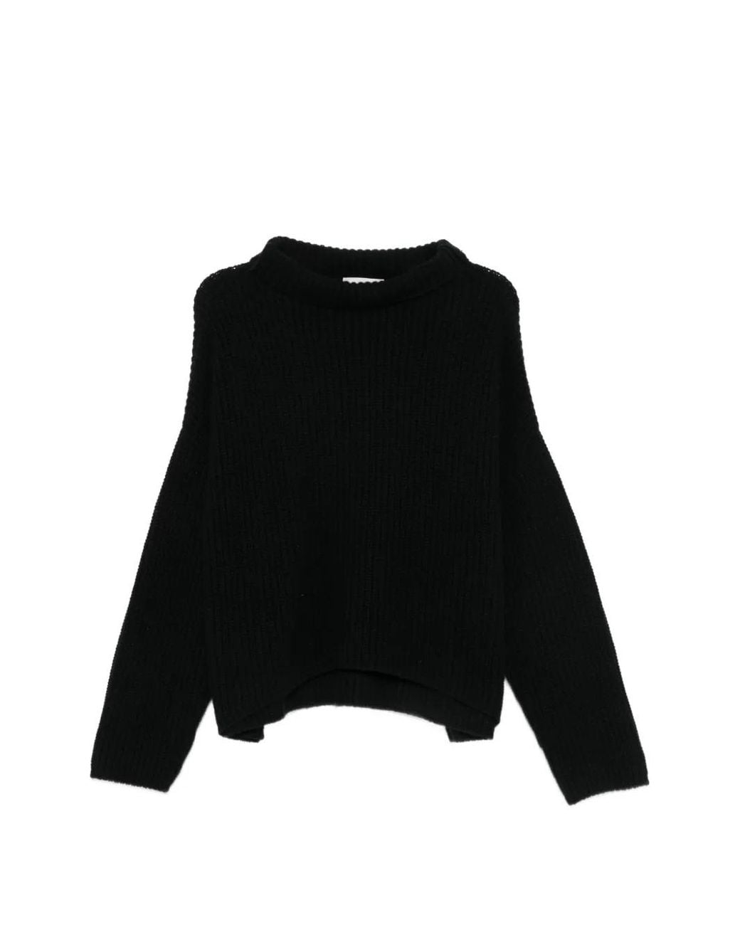 Liviana Conti Black Ribbed-Knit Roll-Neck Sweater