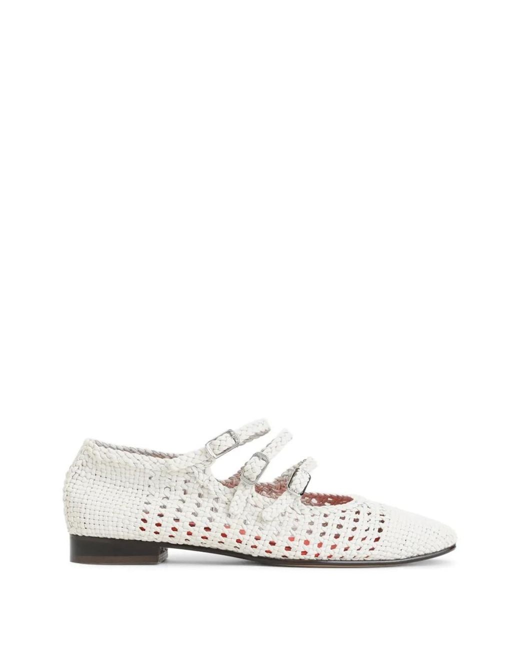 CAREL PARIS White Ariana Strap Ballet Flats