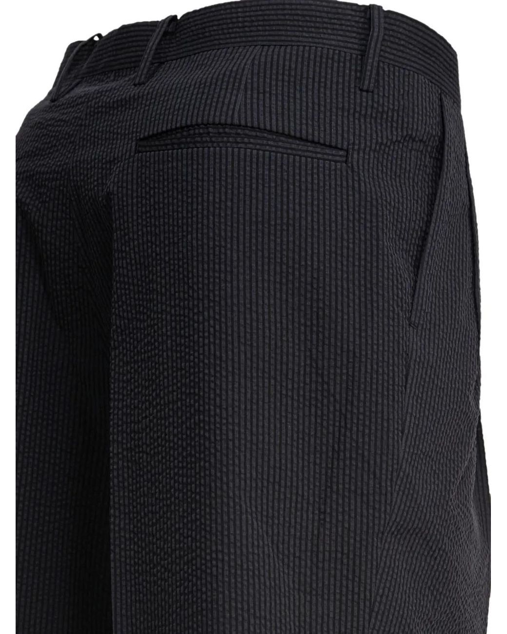 Kaptain Sunshine Black Pleated Pinstripe Trousers for men