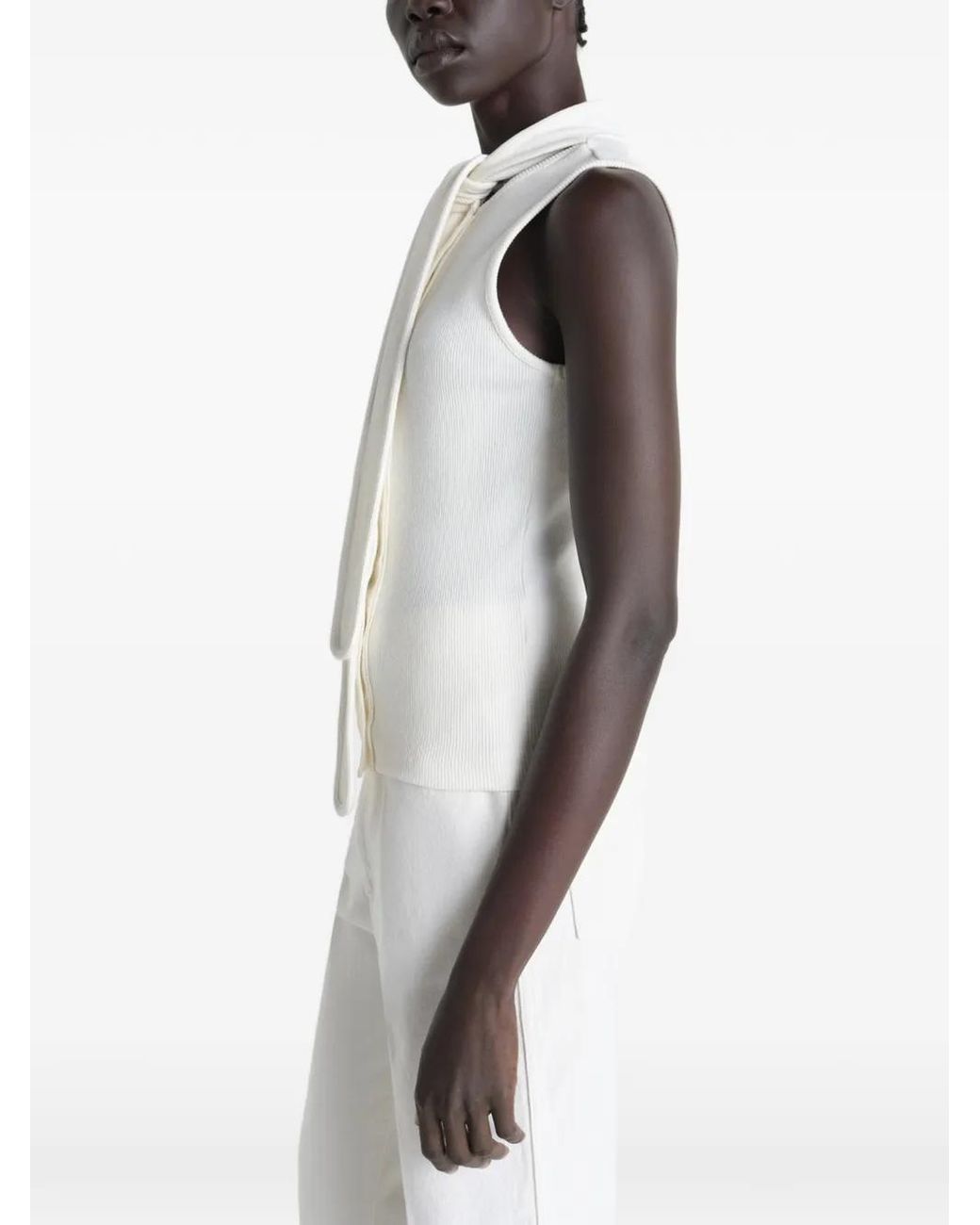 Lemaire White Asymmetrical Fitted Top