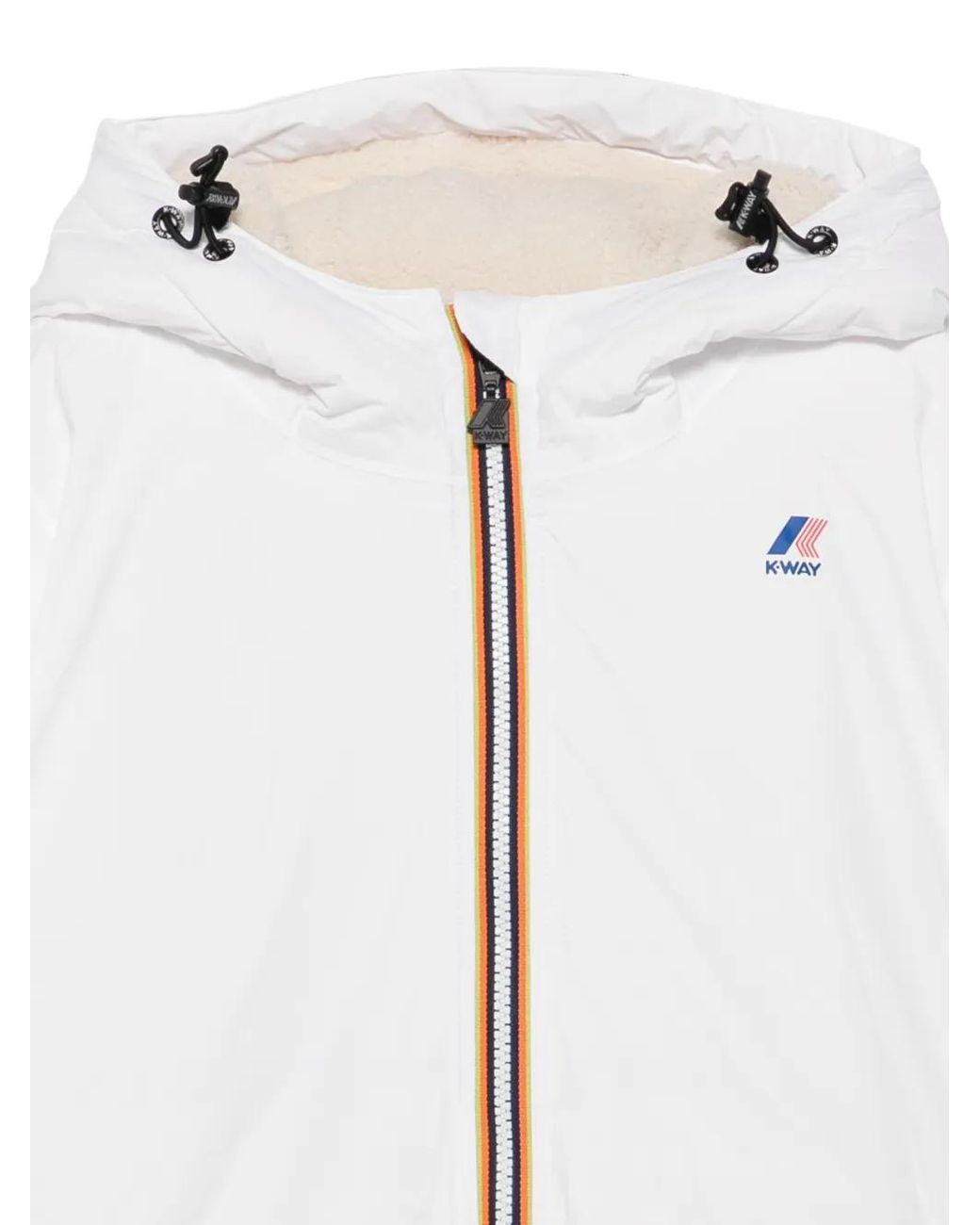 K-Way White Logo-Patch Hooded Jacket