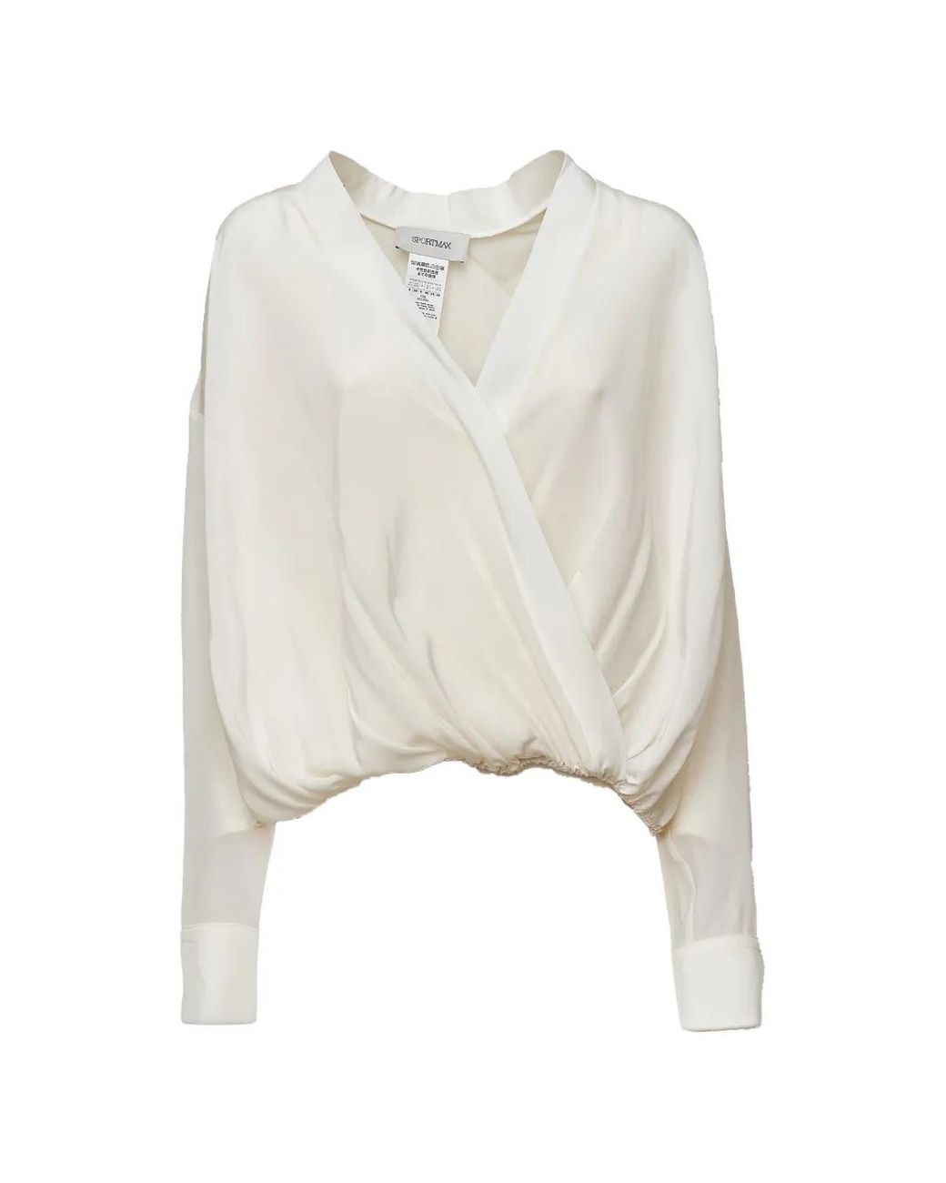 Sportmax White Venere Crepe De Chine Silk Blouse