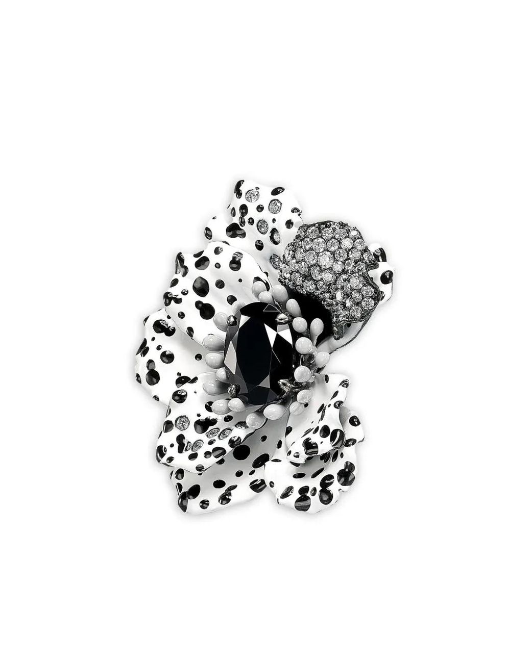 Anabela Chan White 14K And Rhodium Vermeil Monochromatic Poppy Diamond Earrings
