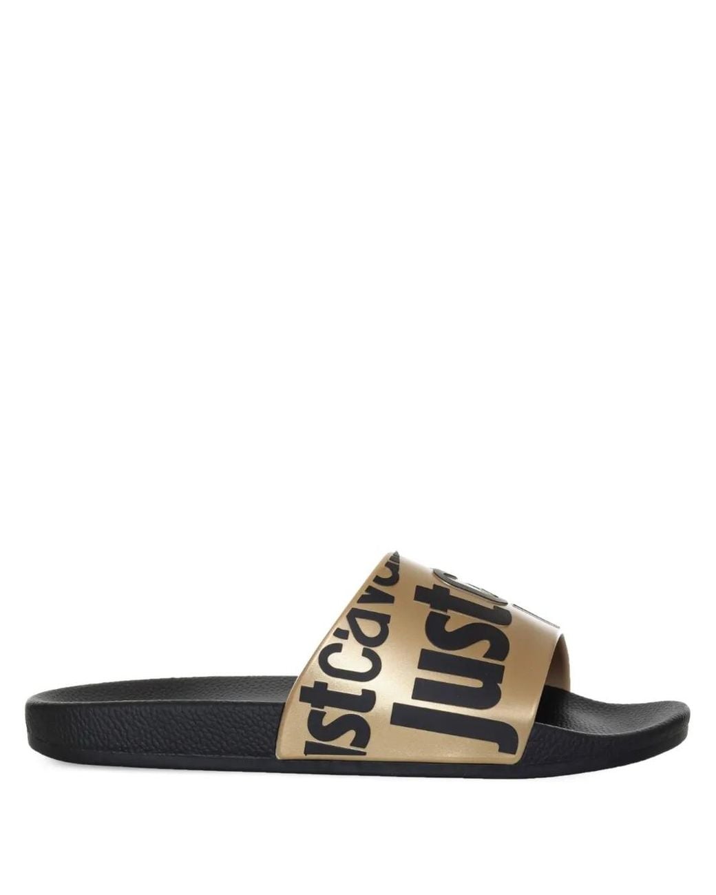 Just Cavalli Metallic Logo-Print Slides for men