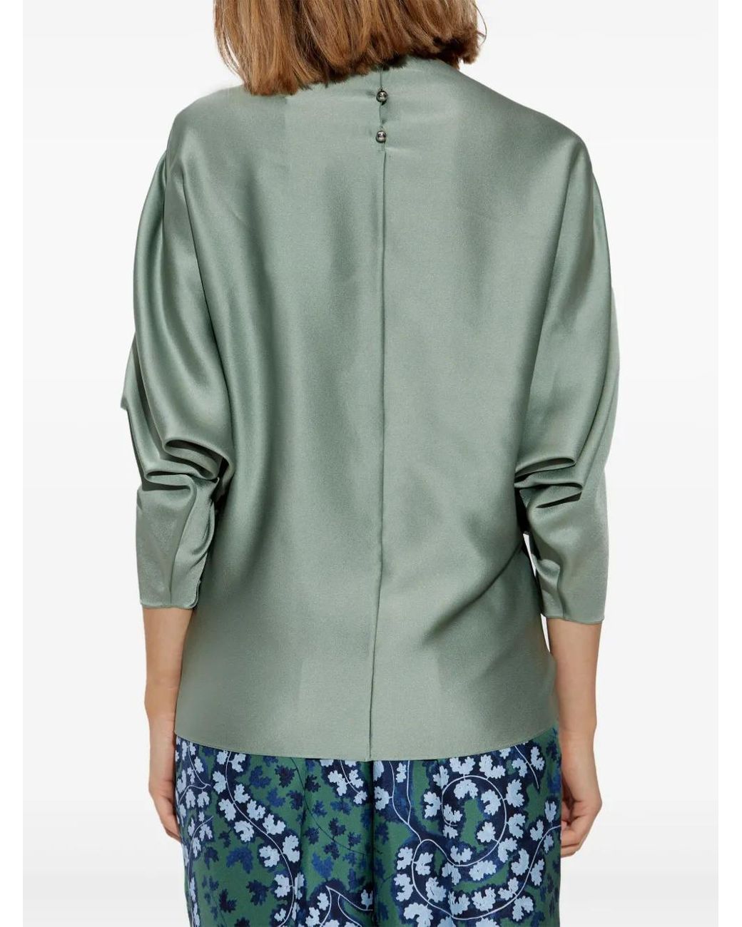 Lanvin Green Open-Sleeve Mini Top For