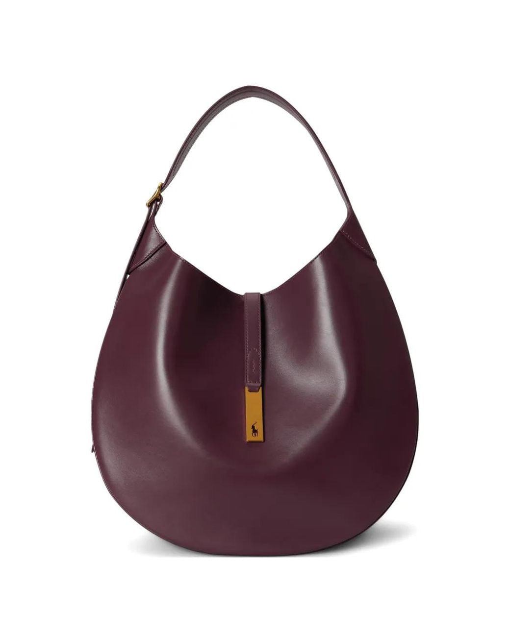 Polo Ralph Lauren Purple Polo Id Large Calfskin Shoulder Bag